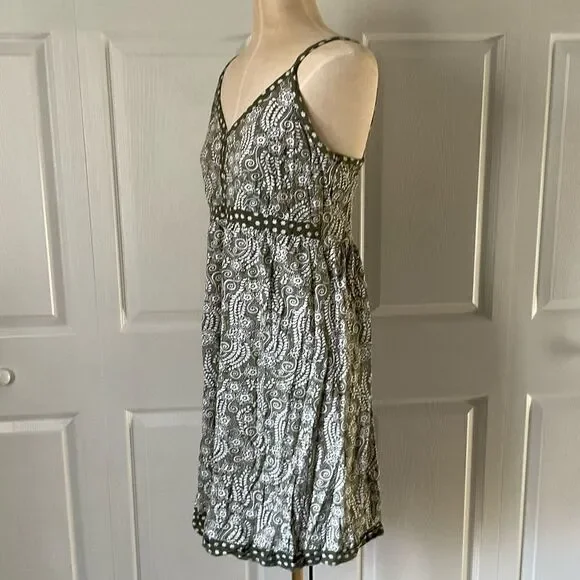 Faded Glory Womens Cotton Green & White Cami Dress - Size L - Picture 5 of 5